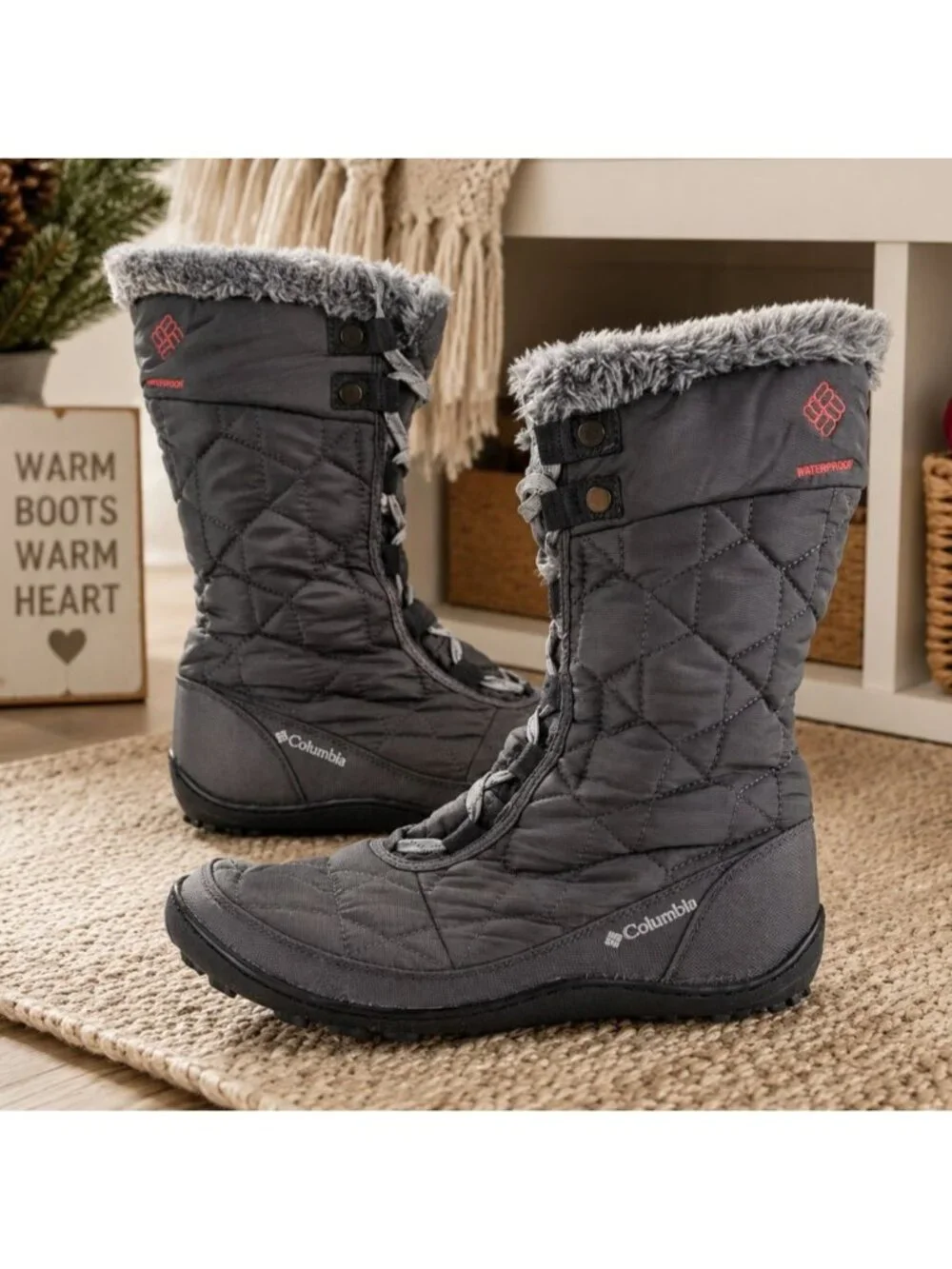 Columbia Womens Size 8 Minx II Mid Gray Insulated Snow Boots Winter BL1585-051